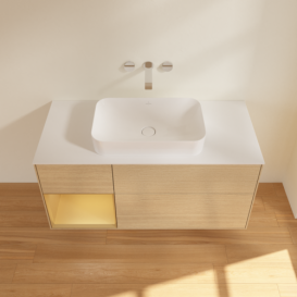 Тумба под раковину Villeroy & Boch Finion 120х50,1 см с подсветкой МДФ шпон дуба/стекло белое матовое F701HFPC