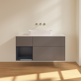 Тумба под раковину Villeroy & Boch Finion 120х50,1 см с подсветкой МДФ антрацит матовый лак/стекло белое матовое F701HGGK