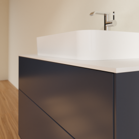 Тумба під раковину Villeroy & Boch Finion 100х50,1 см МДФ темно-синій матовий лак/скло біле матове F35100HG
