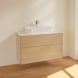 Тумба под раковину Villeroy & Boch Finion 100х50,1 см МДФ шпон дуба/стекло белое матовое F35100PC