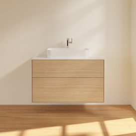 Тумба под раковину Villeroy & Boch Finion 100х50,1 см МДФ шпон дуба/стекло белое матовое F35100PC