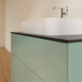 Тумба под раковину Villeroy & Boch Finion 100х50,1 см МДФ оливковый матовый лак/стекло черное матовое F35200GM