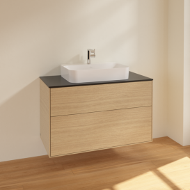 Тумба под раковину Villeroy & Boch Finion 100х50,1 см МДФ шпон дуба/стекло черное матовое F35200PC