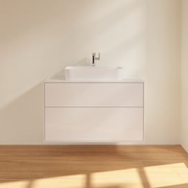 Тумба под раковину Villeroy & Boch Finion 100х50,1 см с подсветкой МДФ глянцевый белый лак/стекло белое матовое G35100GF