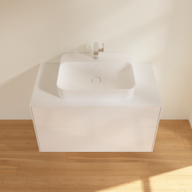 Тумба под раковину Villeroy & Boch Finion 100х50,1 см с подсветкой МДФ глянцевый белый лак/стекло белое матовое G35100GF