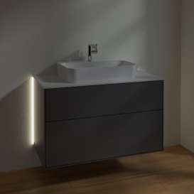 Тумба під раковину Villeroy & Boch Finion 100х50,1 см з підсвічуванням МДФ антрацит матовий лак/скло біле матове G35100GK