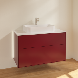 Тумба под раковину Villeroy & Boch Finion 100х50,1 см с подсветкой МДФ пион матовый лак/стекло белое матовое G35100HB