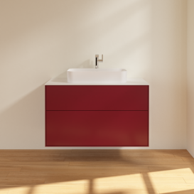 Тумба под раковину Villeroy & Boch Finion 100х50,1 см с подсветкой МДФ пион матовый лак/стекло белое матовое G35100HB