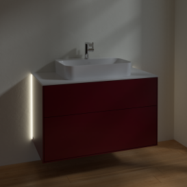 Тумба под раковину Villeroy & Boch Finion 100х50,1 см с подсветкой МДФ пион матовый лак/стекло белое матовое G35100HB