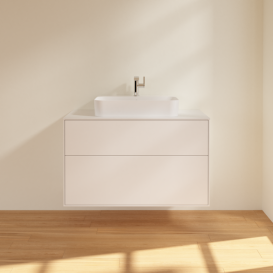 Тумба под раковину Villeroy & Boch Finion 100х50,1 см с подсветкой МДФ белый матовый лак/стекло белое матовое G35100MT