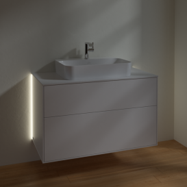 Тумба под раковину Villeroy & Boch Finion 100х50,1 см с подсветкой МДФ белый матовый лак/стекло белое матовое G35100MT