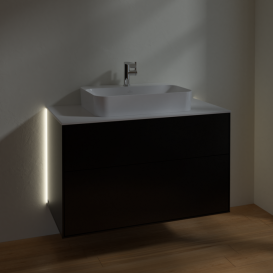 Тумба под раковину Villeroy & Boch Finion 100х50,1 см с подсветкой МДФ черный матовый лак/стекло белое матовое G35100PD