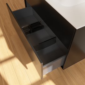 Тумба под раковину Villeroy & Boch Finion 100х50,1 см с подсветкой МДФ черный матовый лак/стекло белое матовое G35100PD