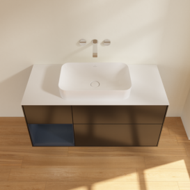 Тумба под раковину Villeroy & Boch Finion 120х50,1 см с подсветкой МДФ черный матовый лак/стекло белое матовое F701HGPD