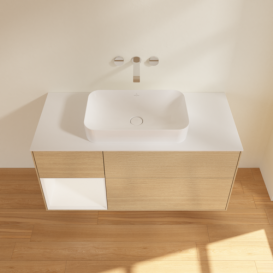 Тумба під раковину Villeroy & Boch Finion 120х50,1 см із підсвічуванням МДФ шпон дуба/скло біле матове F701MTPC