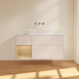 Тумба под раковину Villeroy & Boch Finion 120х50,1 см с подсветкой МДФ глянцевый белый лак/стекло белое матовое F701PCGF