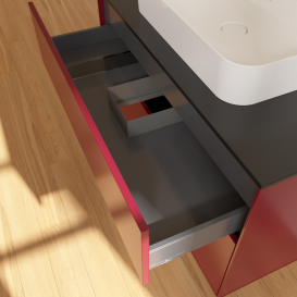 Тумба под раковину Villeroy & Boch Finion 100х50,1 см с подсветкой МДФ пион матовый лак/стекло черное матовое G35200HB