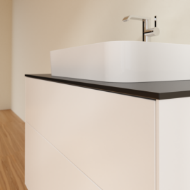 Тумба под раковину Villeroy & Boch Finion 100х50,1 см с подсветкой МДФ белый матовый лак/стекло черное матовое G35200MT