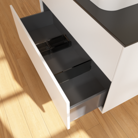 Тумба под раковину Villeroy & Boch Finion 100х50,1 см с подсветкой МДФ белый матовый лак/стекло черное матовое G35200MT