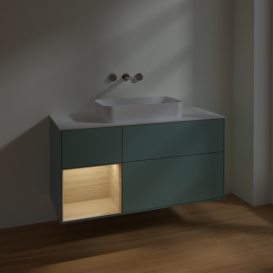 Тумба под раковину Villeroy & Boch Finion 120х50,1 см с подсветкой МДФ оливковый матовый лак/стекло белое матовое F701PCGM