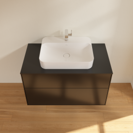 Тумба под раковину Villeroy & Boch Finion 100х50,1 см с подсветкой МДФ черный матовый лак/стекло черное матовое G35200PD