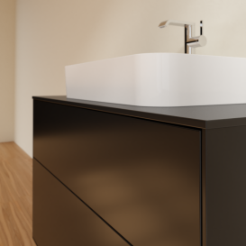 Тумба под раковину Villeroy & Boch Finion 100х50,1 см с подсветкой МДФ черный матовый лак/стекло черное матовое G35200PD