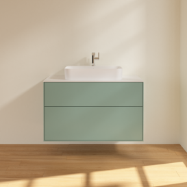 Тумба под раковину Villeroy & Boch Finion 100х50,1 см с подсветкой МДФ оливковый матовый лак/стекло белое матовое G35100GM