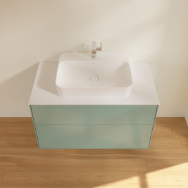 Тумба под раковину Villeroy & Boch Finion 100х50,1 см с подсветкой МДФ оливковый матовый лак/стекло белое матовое G35100GM