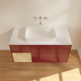 Тумба под раковину Villeroy & Boch Finion 120х50,1 см с подсветкой МДФ пион матовый лак/стекло белое матовое F701PCHB