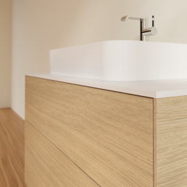 Тумба под раковину Villeroy & Boch Finion 100х50,1 см с подсветкой МДФ шпон дуба/стекло белое матовое G35100PC