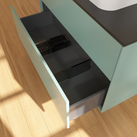 Тумба под раковину Villeroy & Boch Finion 100х50,1 см с подсветкой МДФ оливковый матовый лак/стекло черное матовое G35200GM