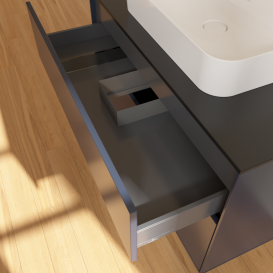 Тумба под раковину Villeroy & Boch Finion 100х50,1 см с подсветкой МДФ темно-синий матовый лак/стекло черное матовое G35200HG