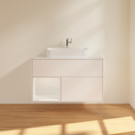 Тумба под раковину Villeroy & Boch Finion 100х50,1 см с подсветкой МДФ белый матовый лак/стекло белое матовое F361GFMT