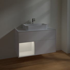 Тумба под раковину Villeroy & Boch Finion 100х50,1 см с подсветкой МДФ белый матовый лак/стекло белое матовое F361GFMT