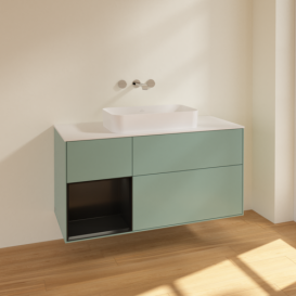 Тумба под раковину Villeroy & Boch Finion 120х50,1 см с подсветкой МДФ оливковый матовый лак/стекло белое матовое F701PDGM