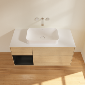 Тумба под раковину Villeroy & Boch Finion 120х50,1 см с подсветкой МДФ шпон дуба/стекло белое матовое F701PDPC