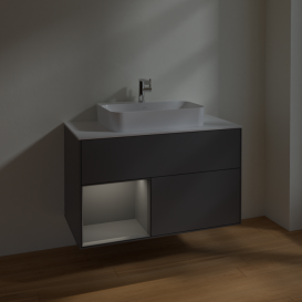 Тумба под раковину Villeroy & Boch Finion 100х50,1 см с подсветкой МДФ антрацит матовый лак/стекло белое матовое F361GKGK