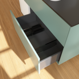 Тумба під раковину Villeroy & Boch Finion 120х50,1 см із підсвічуванням МДФ оливковий матовий лак/скло чорне матове F702GFGM