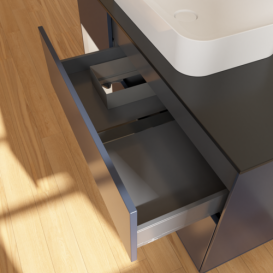 Тумба под раковину Villeroy & Boch Finion 120х50,1 см с подсветкой МДФ темно-синий матовый лак/стекло черное матовое F702GFHG