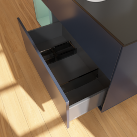 Тумба под раковину Villeroy & Boch Finion 120х50,1 см с подсветкой МДФ темно-синий матовый лак/стекло черное матовое F702GMHG