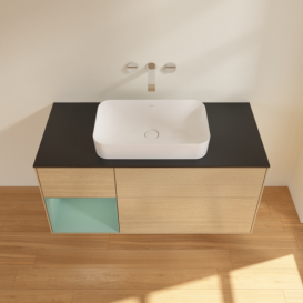 Тумба под раковину Villeroy & Boch Finion 120х50,1 см с подсветкой МДФ шпон дуба/стекло черное матовое F702GMPC