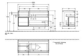 Тумба под раковину Villeroy & Boch Finion 120х50,1 см с подсветкой МДФ шпон дуба/стекло черное матовое F702GMPC