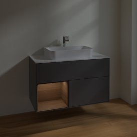 Тумба под раковину Villeroy & Boch Finion 100х50,1 см с подсветкой МДФ антрацит матовый лак/стекло белое матовое F361GNGK