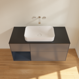 Тумба под раковину Villeroy & Boch Finion 120х50,1 см с подсветкой МДФ антрацит матовый лак/стекло черное матовое F702HGGK