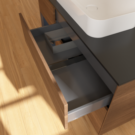 Тумба под раковину Villeroy & Boch Finion 120х50,1 см с подсветкой МДФ шпон грецкого ореха/стекло черное матовое F702HGGN