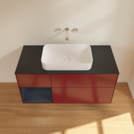 Тумба под раковину Villeroy & Boch Finion 120х50,1 см с подсветкой МДФ пион матовый лак/стекло черное матовое F702HGHB