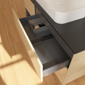 Тумба под раковину Villeroy & Boch Finion 120х50,1 см с подсветкой МДФ шпон дуба/стекло черное матовое F702HGPC