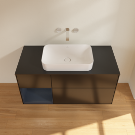 Тумба под раковину Villeroy & Boch Finion 120х50,1 см с подсветкой МДФ черный матовый лак/стекло черное матовое F702HGPD