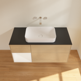 Тумба под раковину Villeroy & Boch Finion 120х50,1 см с подсветкой МДФ шпон дуба/стекло черное матовое F702MTPC