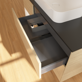 Тумба под раковину Villeroy & Boch Finion 120х50,1 см с подсветкой МДФ шпон дуба/стекло черное матовое F702MTPC